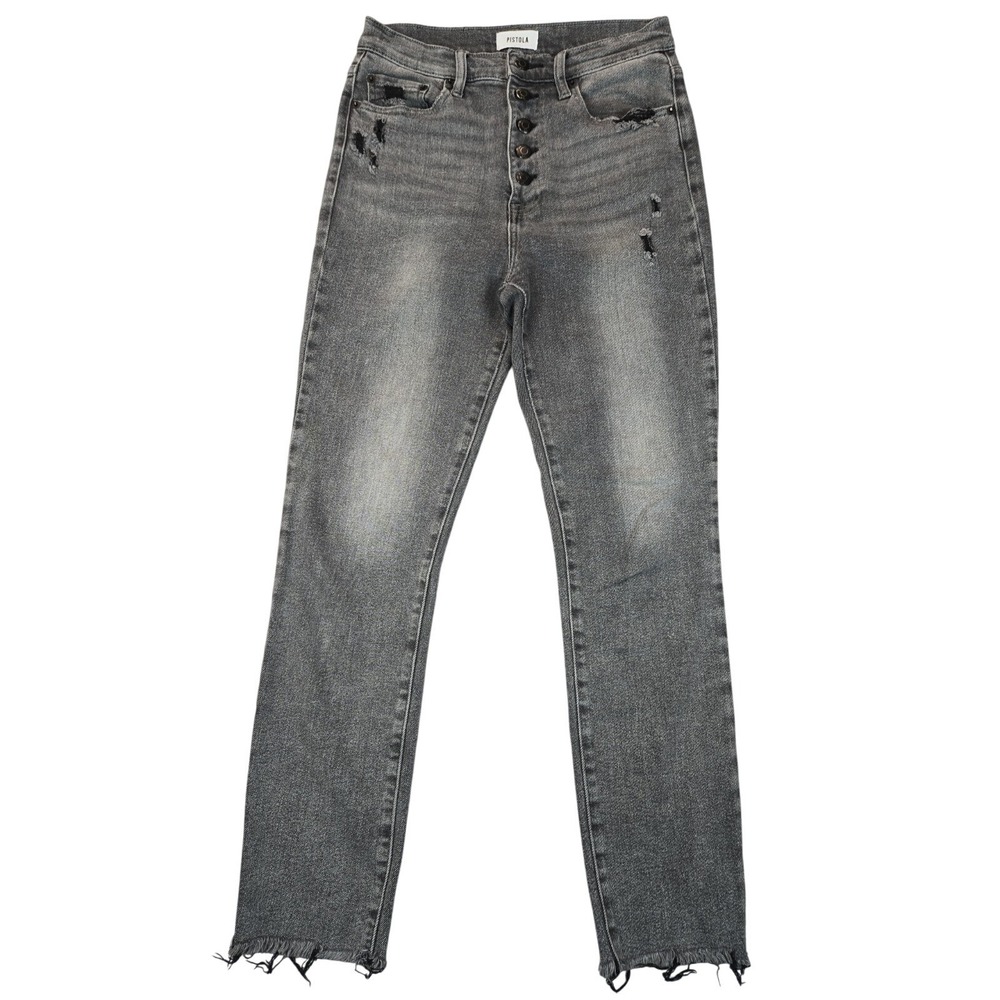 Pistola‎ Jeans Womens 28 Gray Skinny Distressed Raw Fray Hem